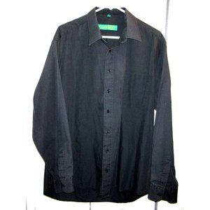 Men's Black Long Sleeves Dress Button Shirt, Size L, Neck 16-1/2" (42 cm)